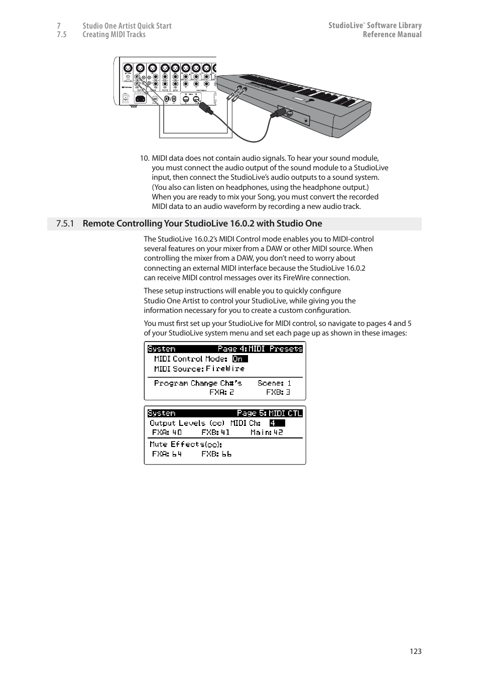 1 remote controlling your studiolive 16.0.2, With studio one — 123, Software library reference manual | PreSonus StudioLive 24.4.2 User Manual | Page 127 / 150