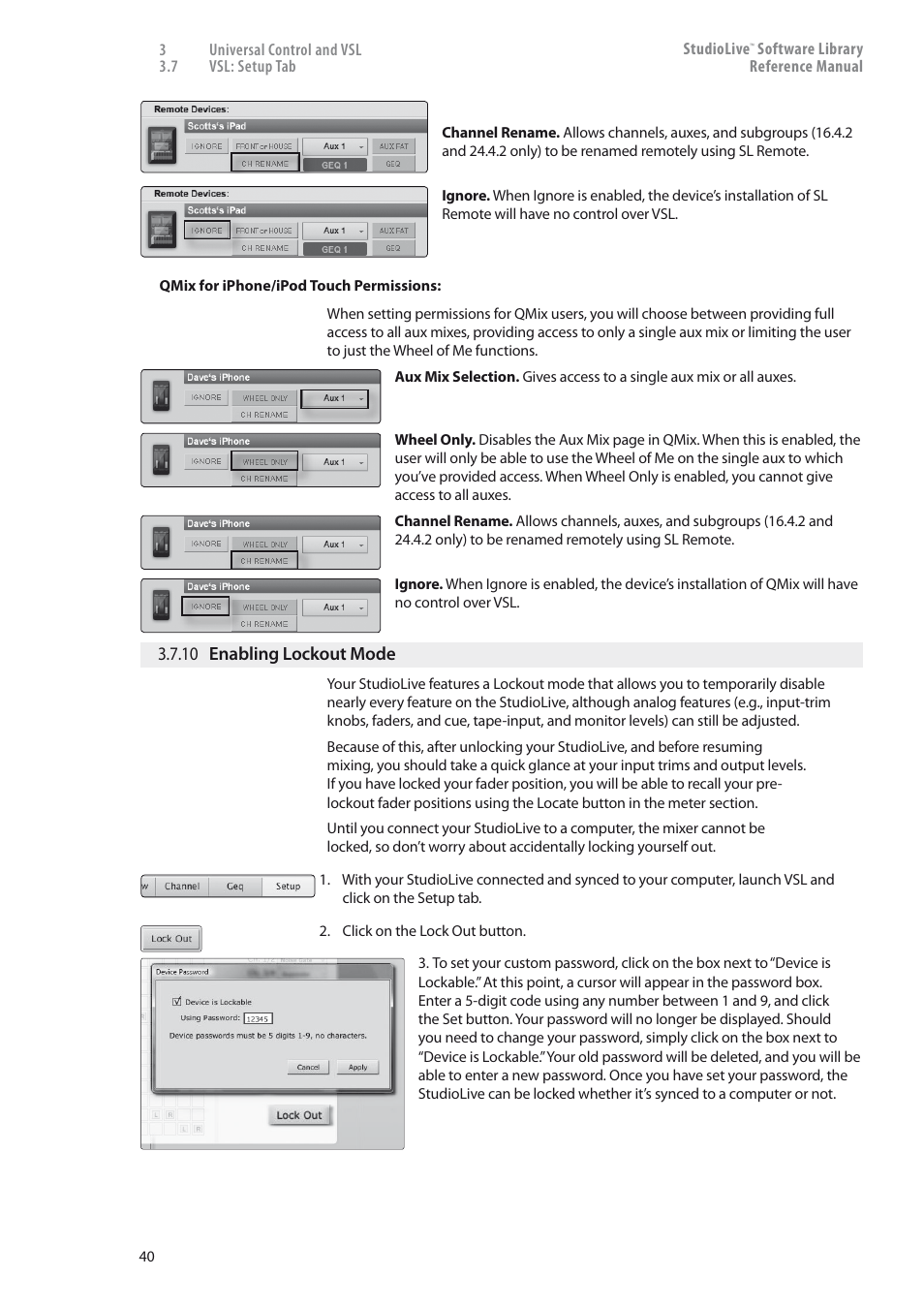 10 enabling lockout mode — 40 | PreSonus StudioLive 24.4.2 User Manual | Page 44 / 150