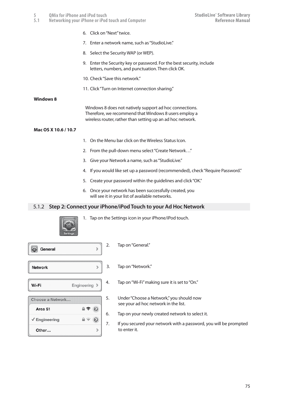 2 step 2: connect your iphone/ipod touch, To your ad hoc network — 75 | PreSonus StudioLive 24.4.2 User Manual | Page 79 / 150