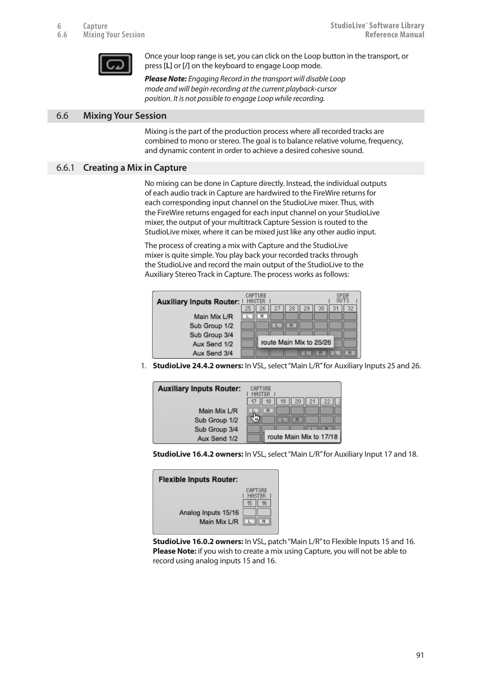 Mixing your session — 91, 1 creating a mix in capture — 91 | PreSonus StudioLive 24.4.2 User Manual | Page 95 / 150