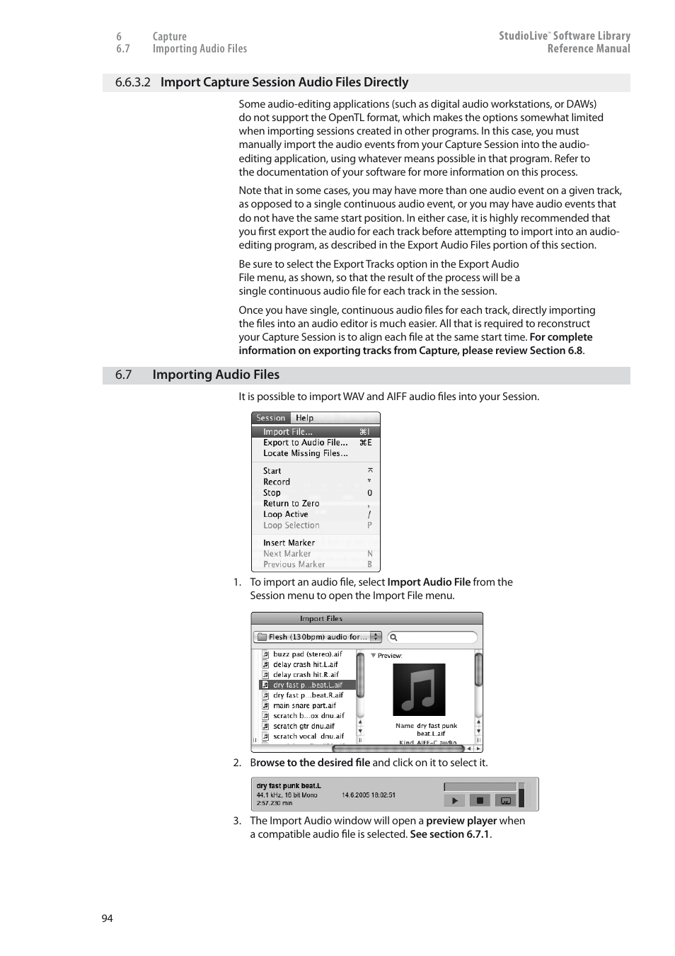 Importing audio files — 94 | PreSonus StudioLive 24.4.2 User Manual | Page 98 / 150