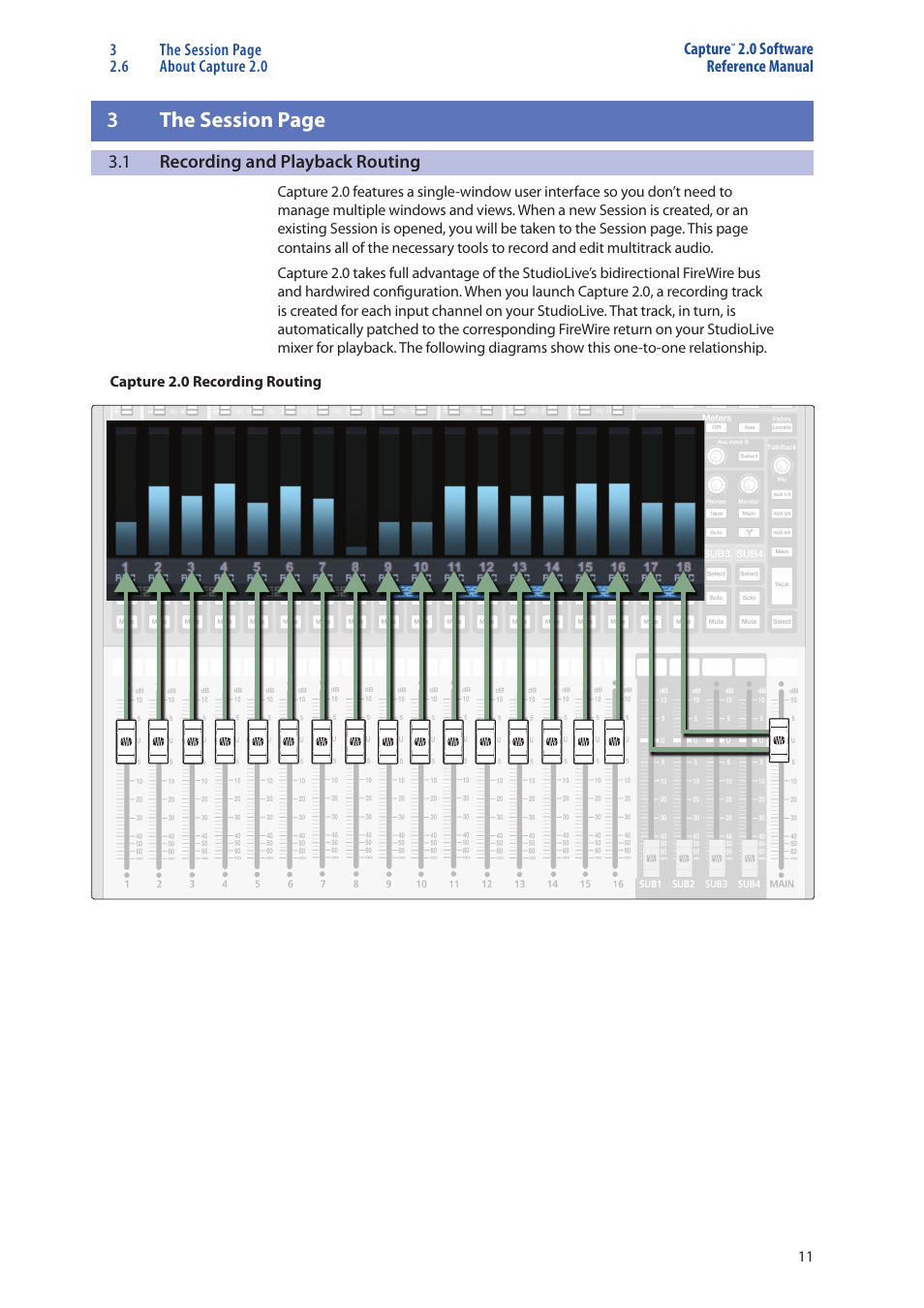 Recording and playback routing — 11, 3the session page | PreSonus StudioLive 16.0.2 User Manual | Page 13 / 38