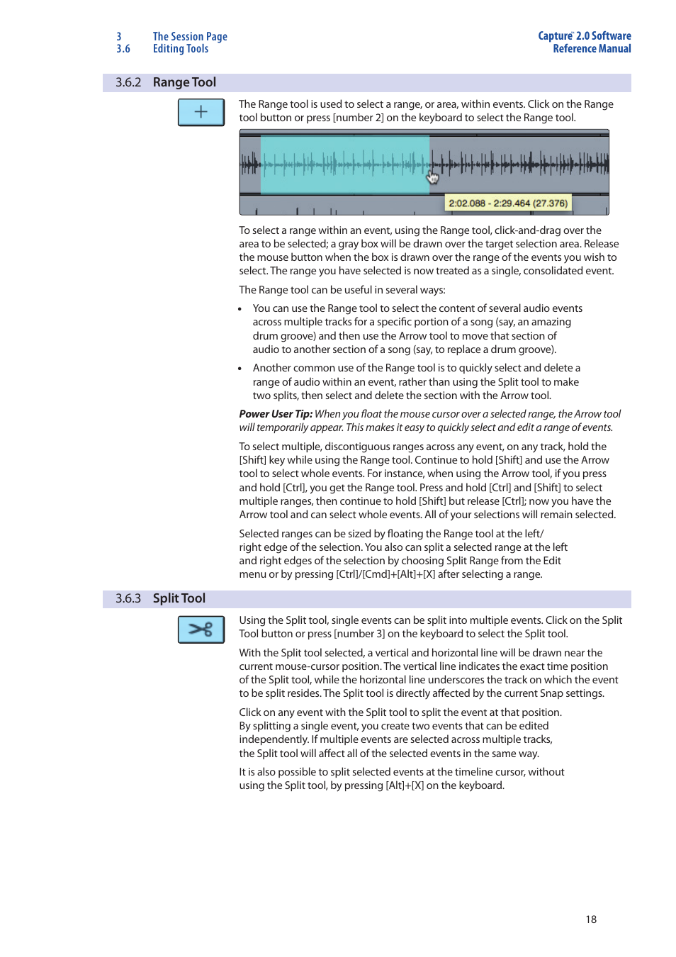 2 range tool — 18, 3 split tool — 18 | PreSonus StudioLive 16.0.2 User Manual | Page 20 / 38