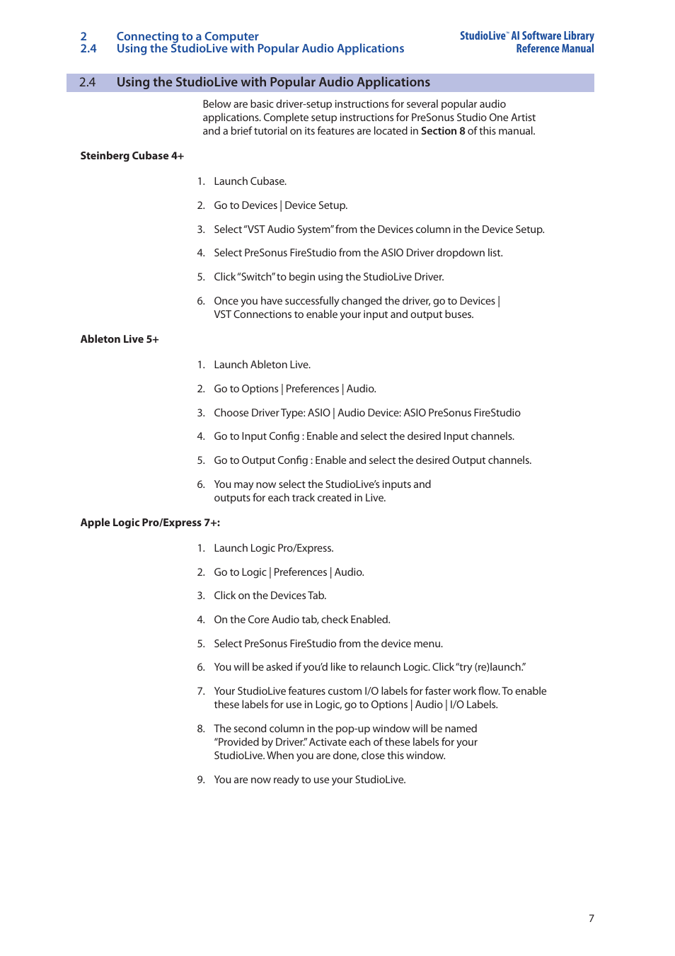 PreSonus StudioLive AI Series User Manual | Page 11 / 120