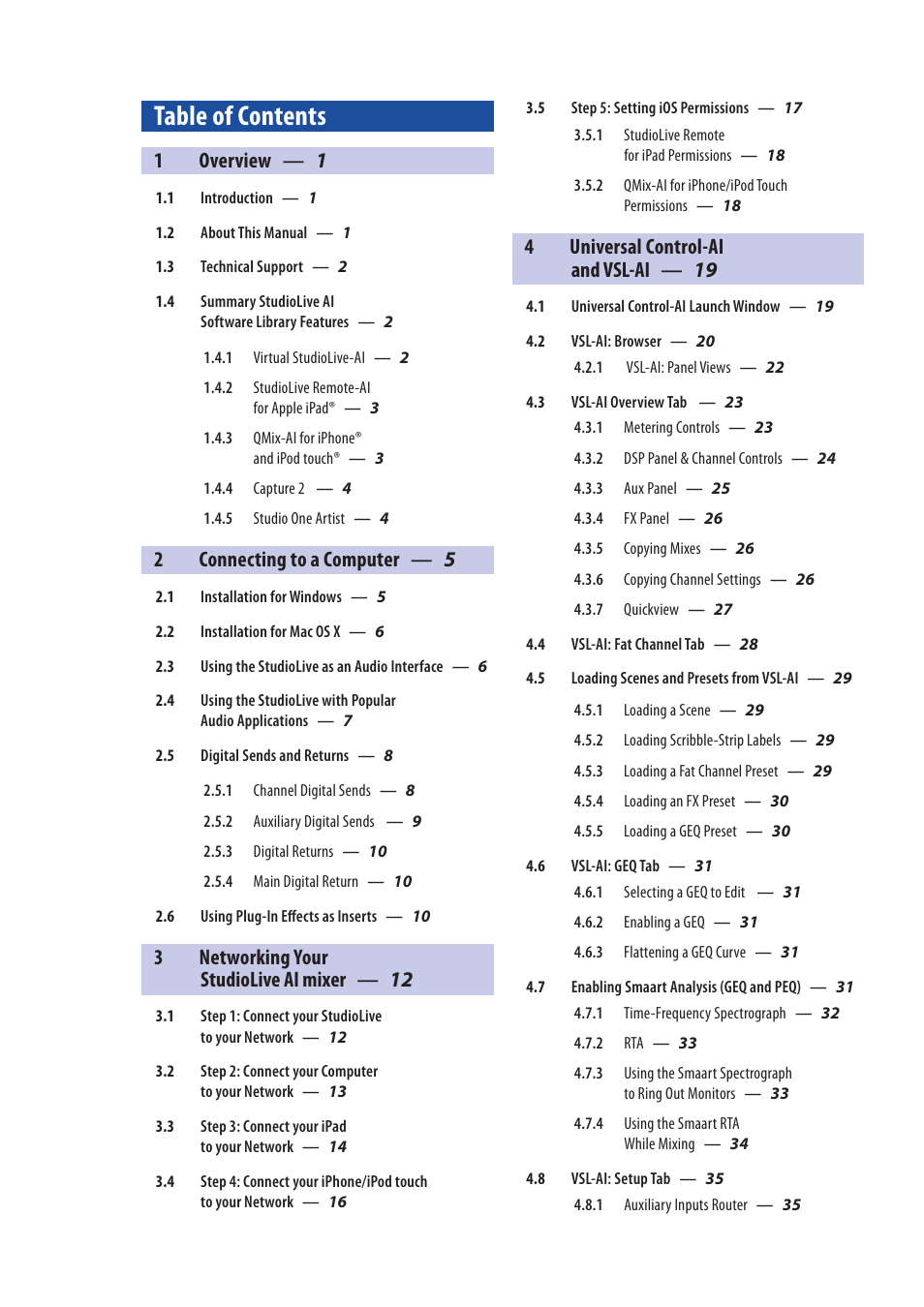 PreSonus StudioLive AI Series User Manual | Page 2 / 120