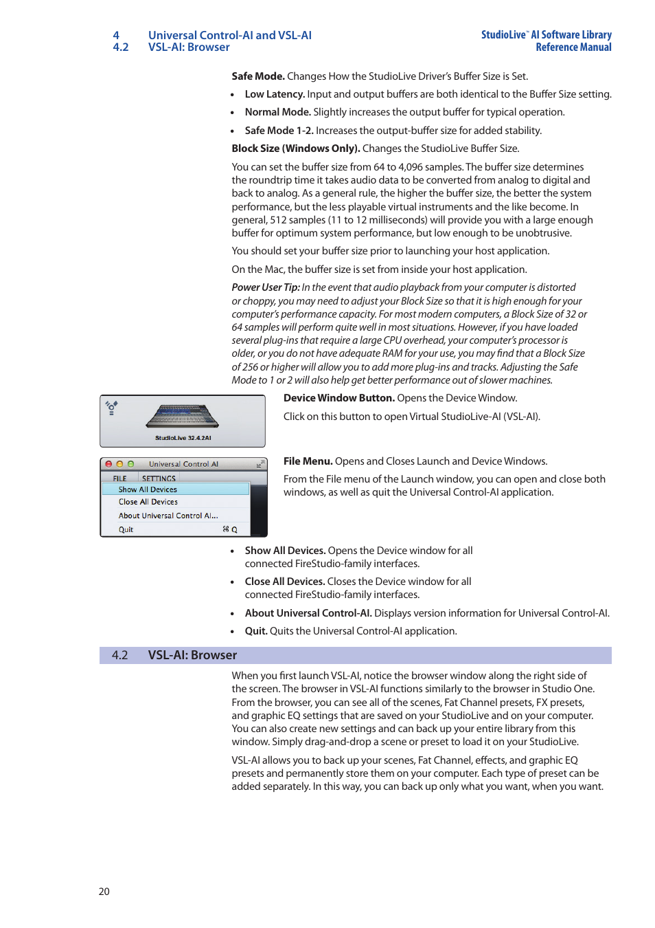 2 vsl-ai: browser, Vsl-ai: browser — 20 | PreSonus StudioLive AI Series User Manual | Page 24 / 120