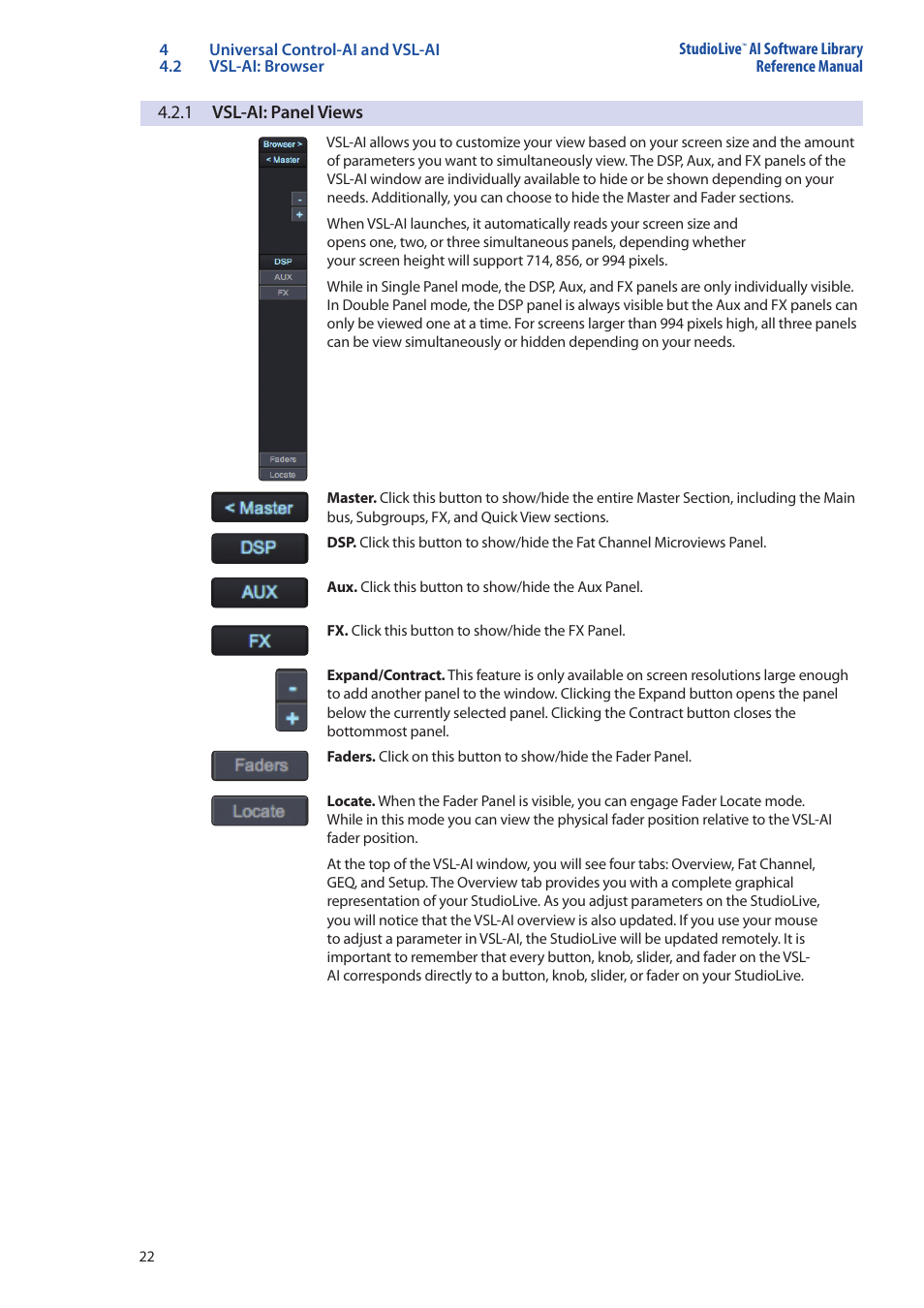 1 vsl-ai: panel views, 1 vsl-ai: panel views — 22 | PreSonus StudioLive AI Series User Manual | Page 26 / 120
