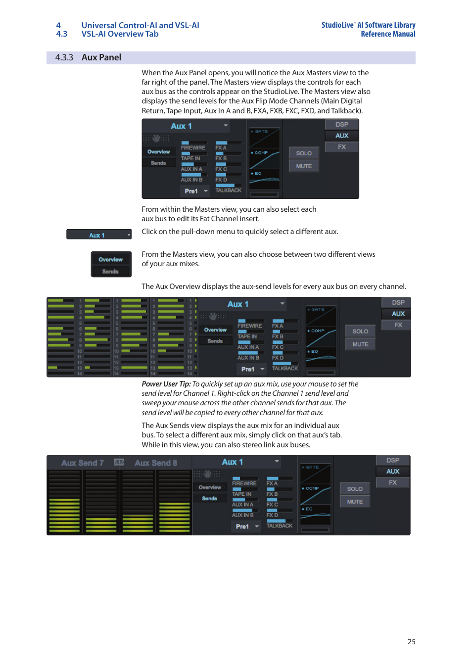 3 aux panel, 3 aux panel — 25 | PreSonus StudioLive AI Series User Manual | Page 29 / 120