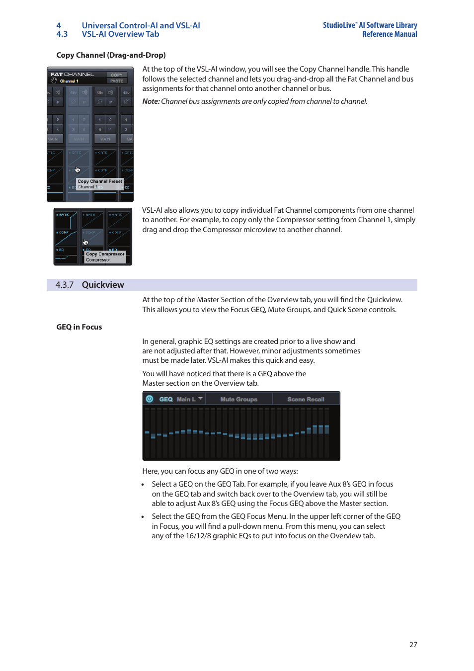 7 quickview, 7 quickview — 27 | PreSonus StudioLive AI Series User Manual | Page 31 / 120