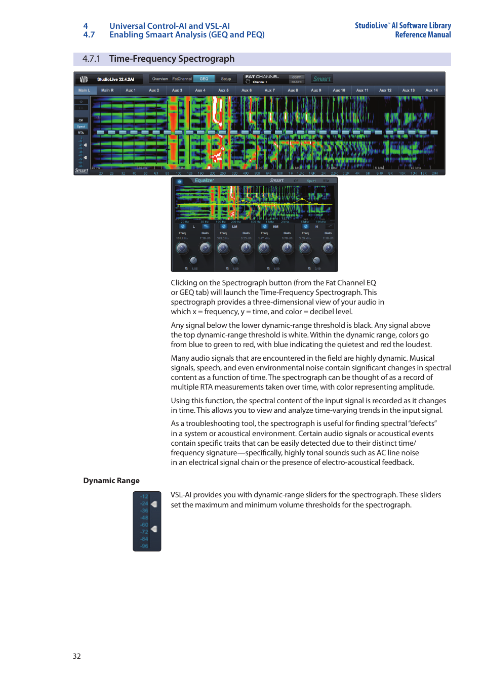 1 time-frequency spectrograph, 1 time-frequency spectrograph — 32 | PreSonus StudioLive AI Series User Manual | Page 36 / 120