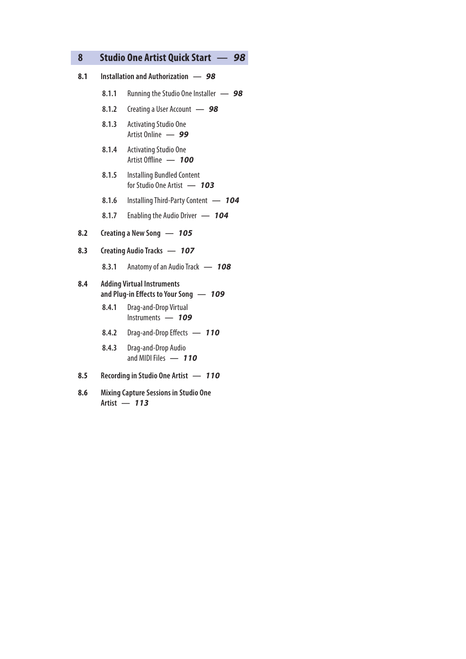 8studio one artist quick start — 98 | PreSonus StudioLive AI Series User Manual | Page 4 / 120