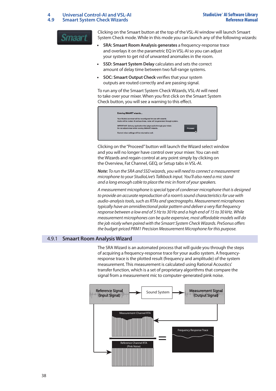 1 smaart room analysis wizard, 1 smaart room analysis wizard — 38 | PreSonus StudioLive AI Series User Manual | Page 42 / 120