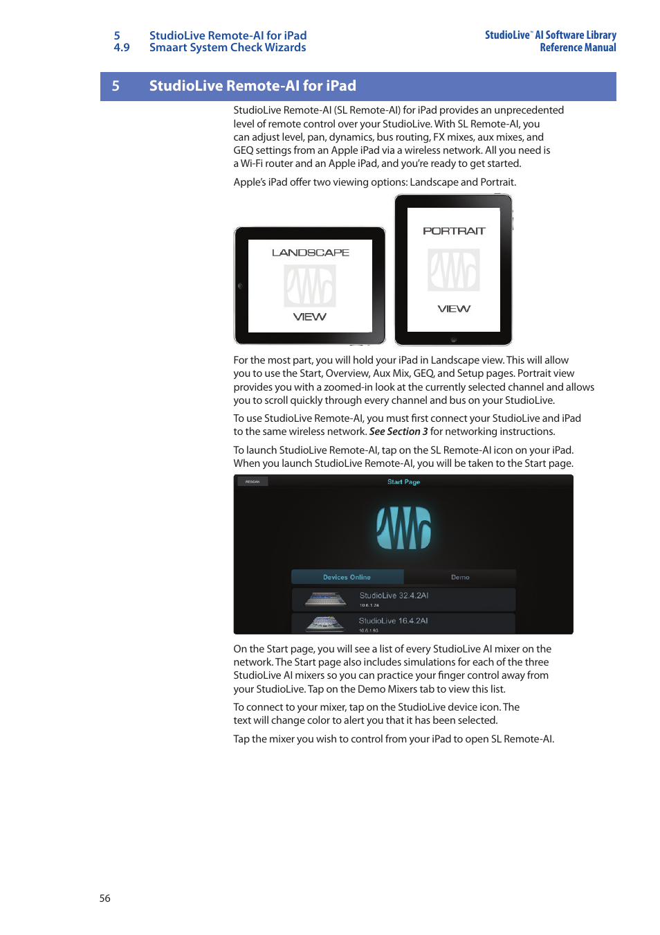 5 studiolive remote-ai for ipad, Studiolive remote-ai, For ipad — 56 | 5studiolive remote-ai for ipad | PreSonus StudioLive AI Series User Manual | Page 60 / 120