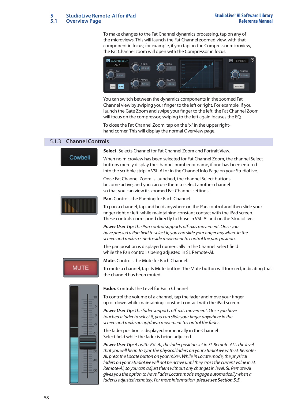 3 channel controls, 3 channel controls — 58 | PreSonus StudioLive AI Series User Manual | Page 62 / 120