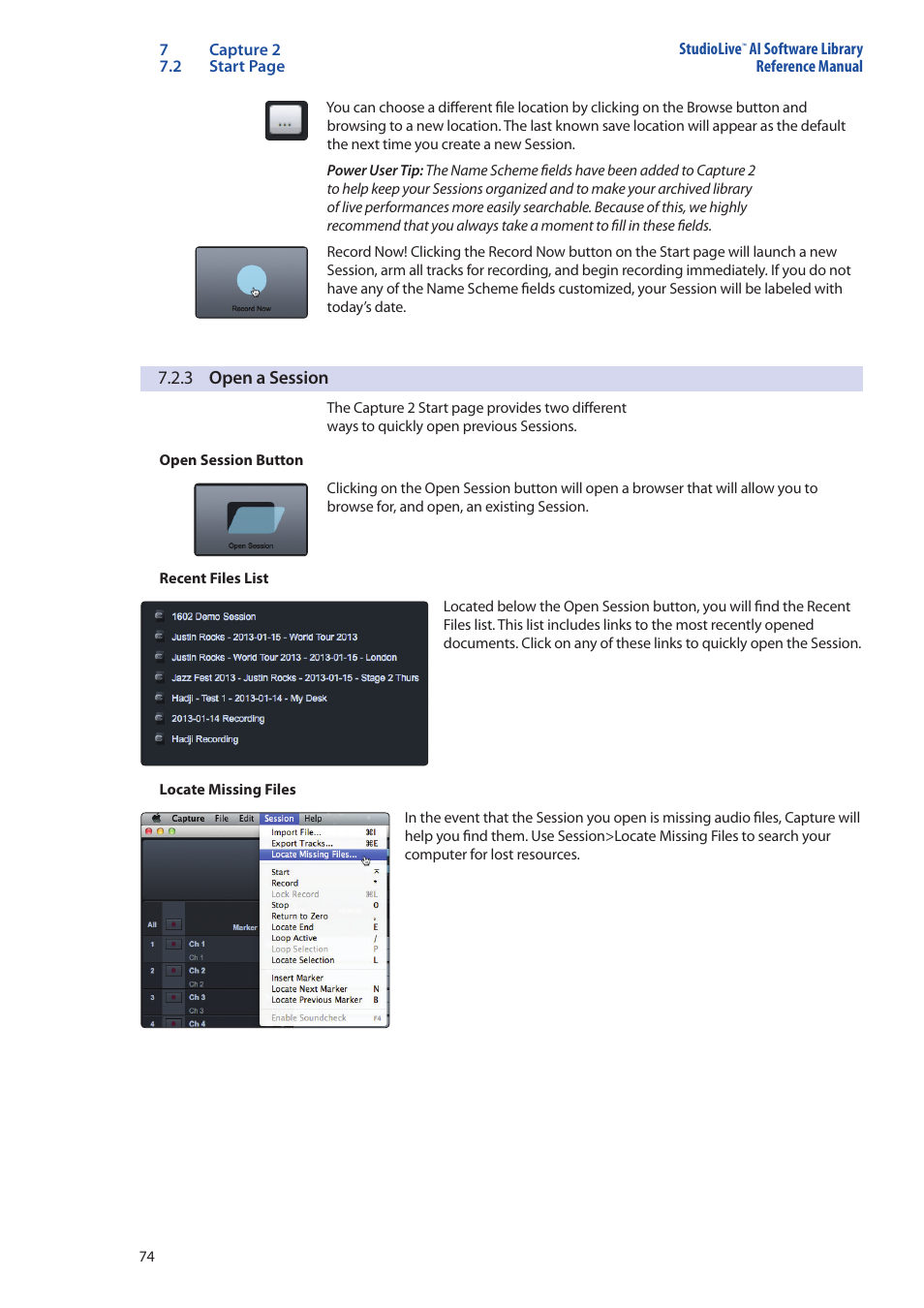 3 open a session, 3 open a session — 74 | PreSonus StudioLive AI Series User Manual | Page 78 / 120