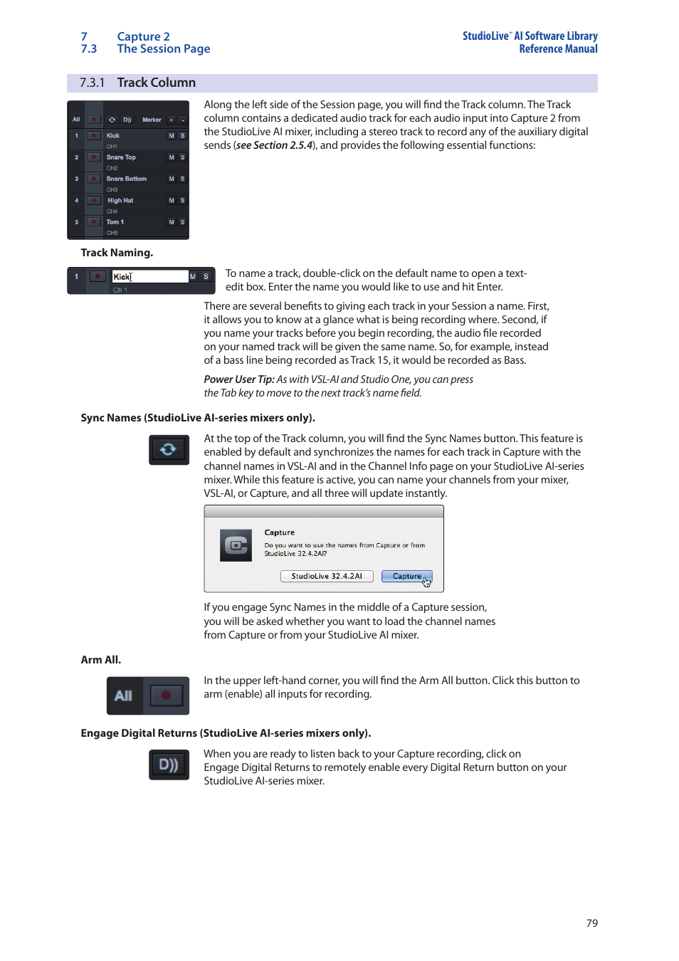 1 track column, 1 track column — 79 | PreSonus StudioLive AI Series User Manual | Page 83 / 120