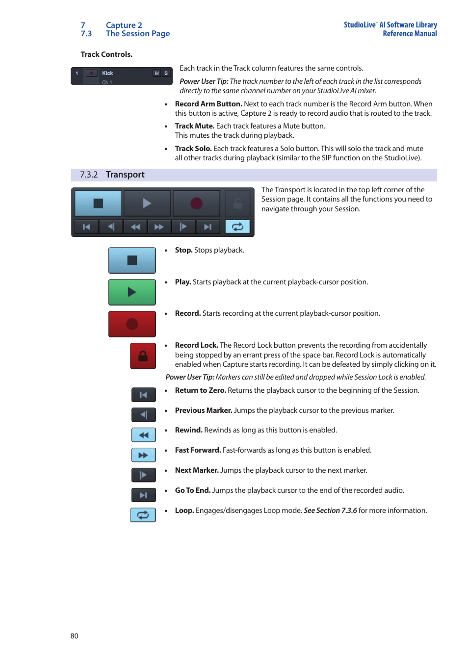 2 transport, 2 transport — 80 | PreSonus StudioLive AI Series User Manual | Page 84 / 120