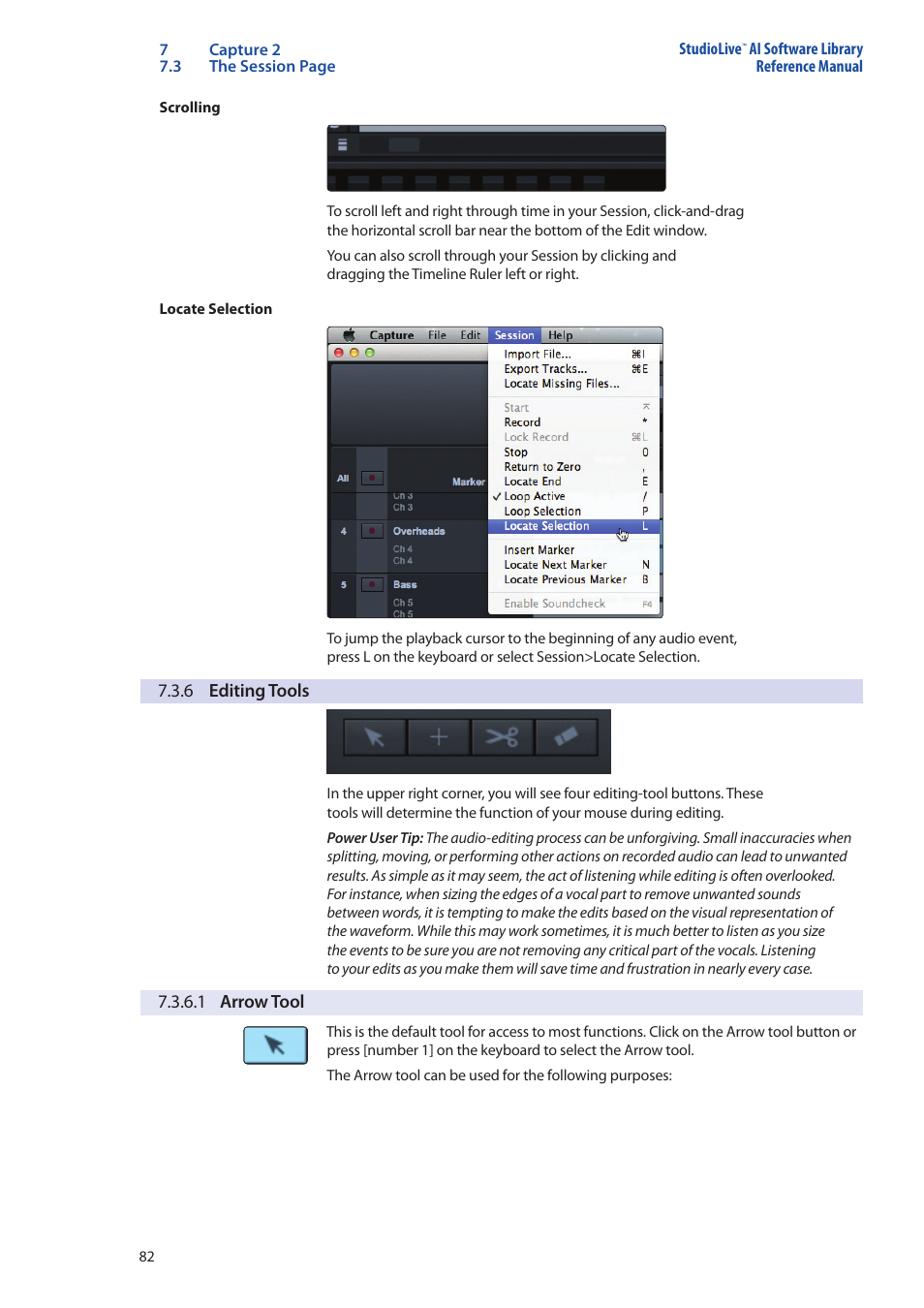 6 editing tools, 6 editing tools — 82 | PreSonus StudioLive AI Series User Manual | Page 86 / 120