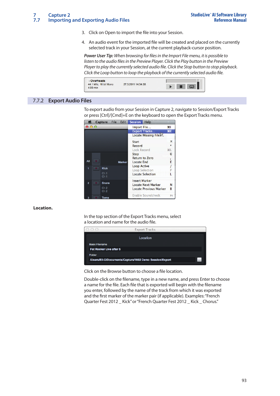 2 export audio files, 2 export audio files — 93 | PreSonus StudioLive AI Series User Manual | Page 97 / 120