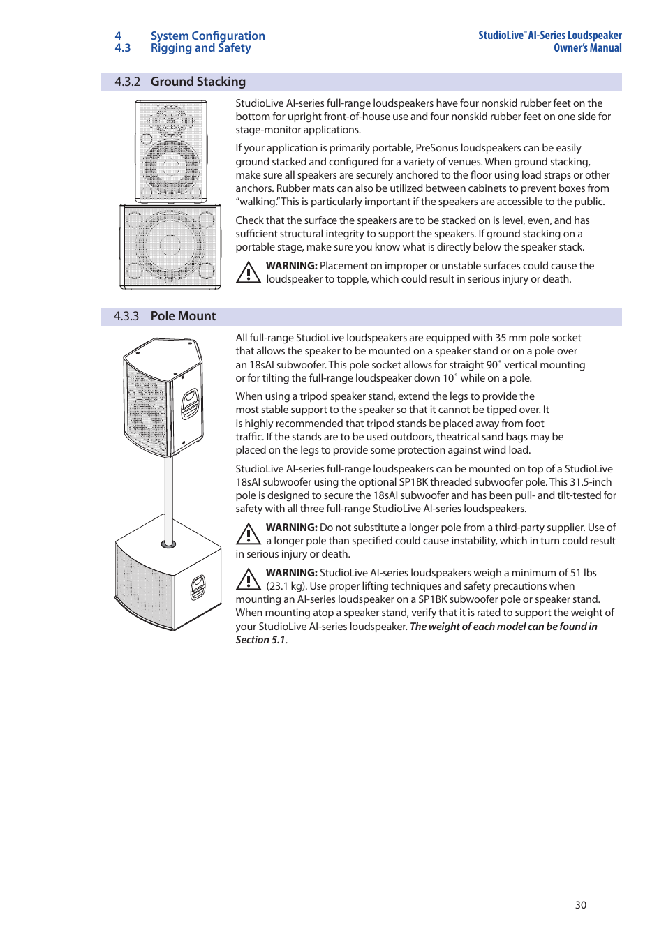 4 suspending the loudspeaker, 4 suspending the loudspeaker — 30 | PreSonus StudioLive 328AI User Manual | Page 34 / 48