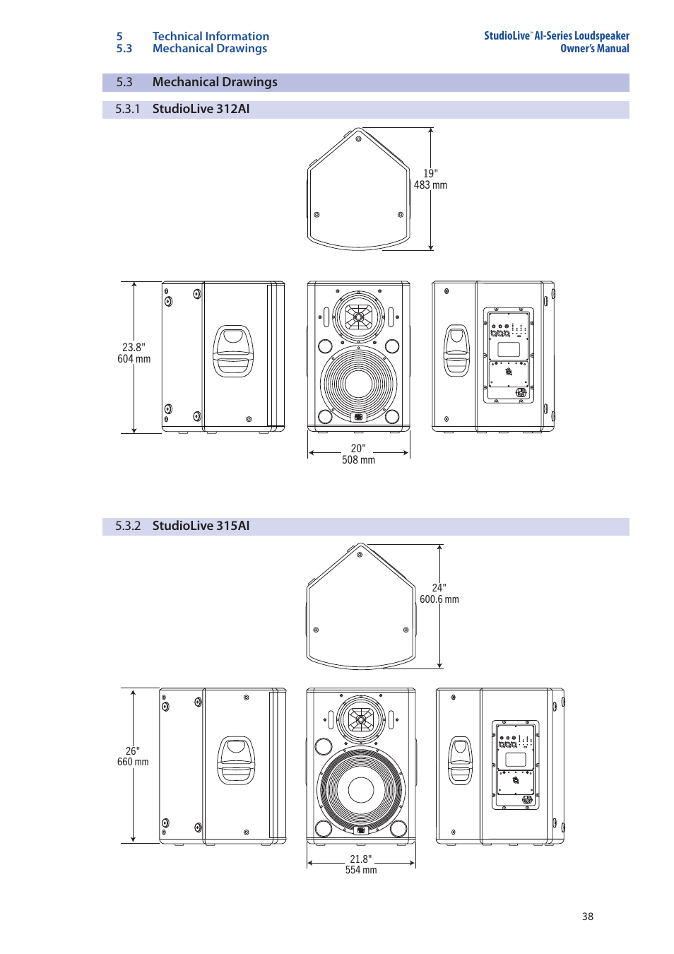 3 studiolive 328ai, 4 studiolive 18sai, 3 studiolive 328ai — 38 | 4 studiolive 18sai — 38 | PreSonus StudioLive 328AI User Manual | Page 42 / 48