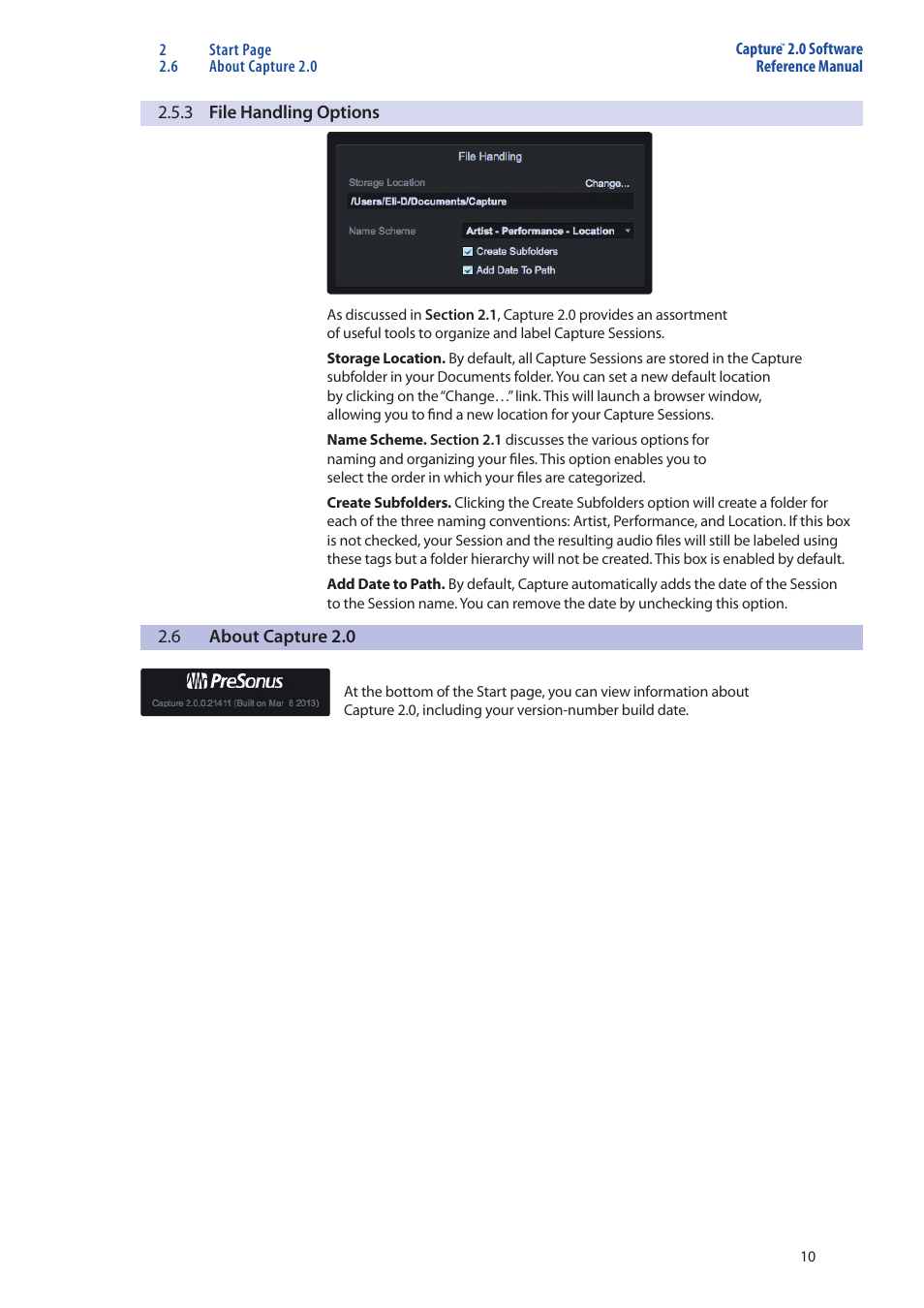 3 file handling options — 10, About capture 2.0 — 10 | PreSonus Capture  2.0 User Manual | Page 14 / 40