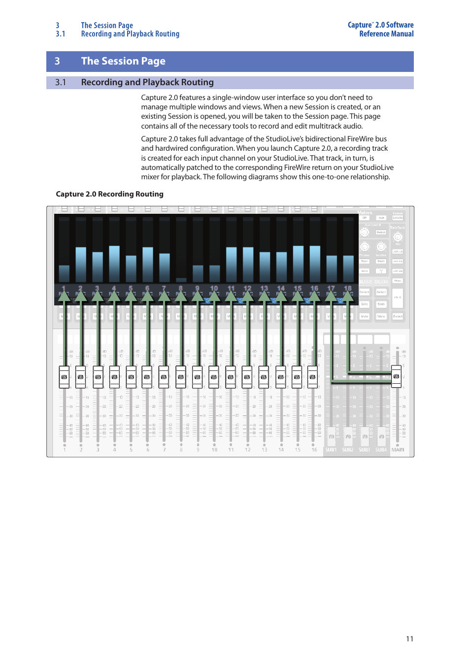 Recording and playback routing — 11, 3the session page | PreSonus Capture  2.0 User Manual | Page 15 / 40