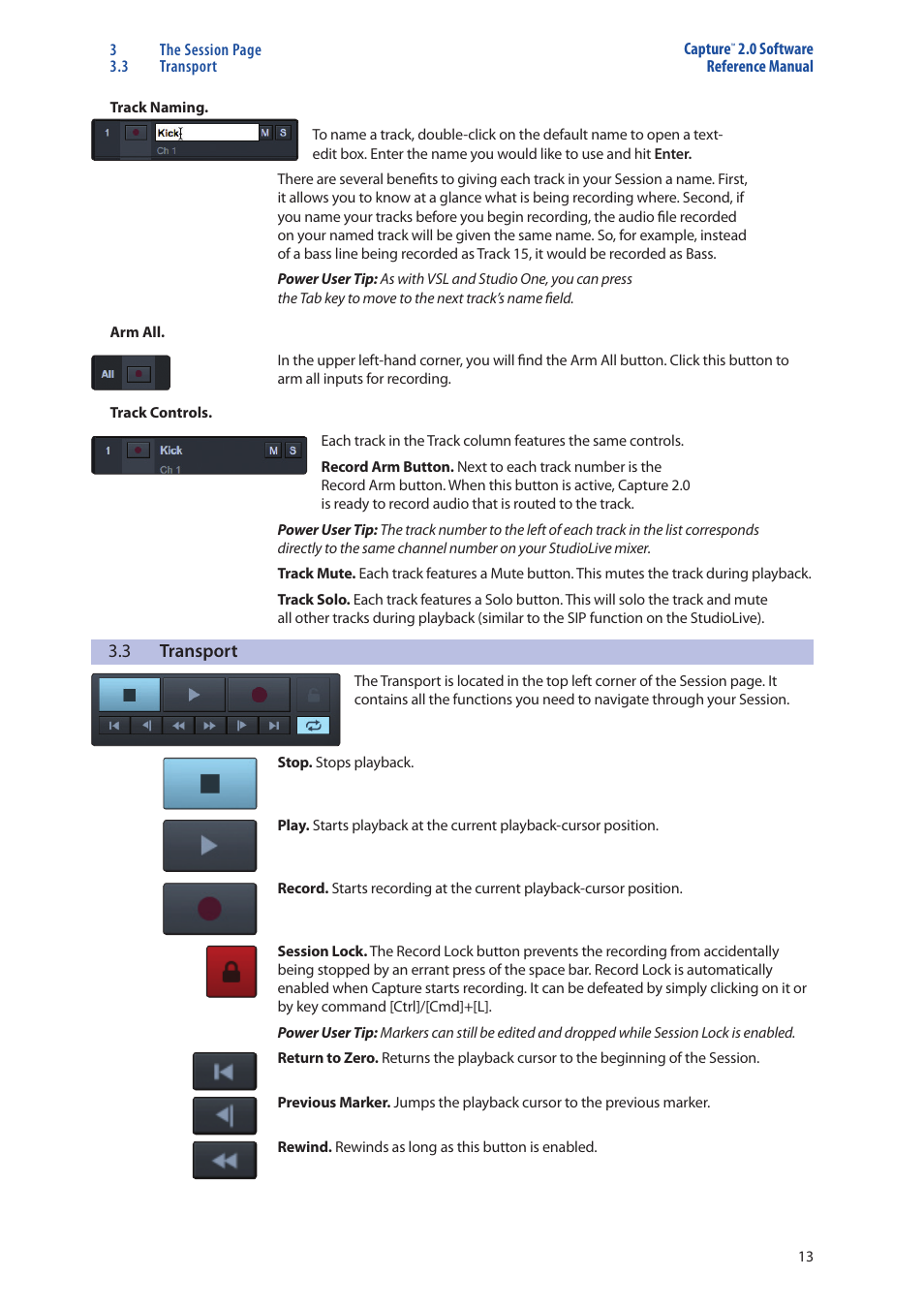 Transport — 13 | PreSonus Capture  2.0 User Manual | Page 17 / 40