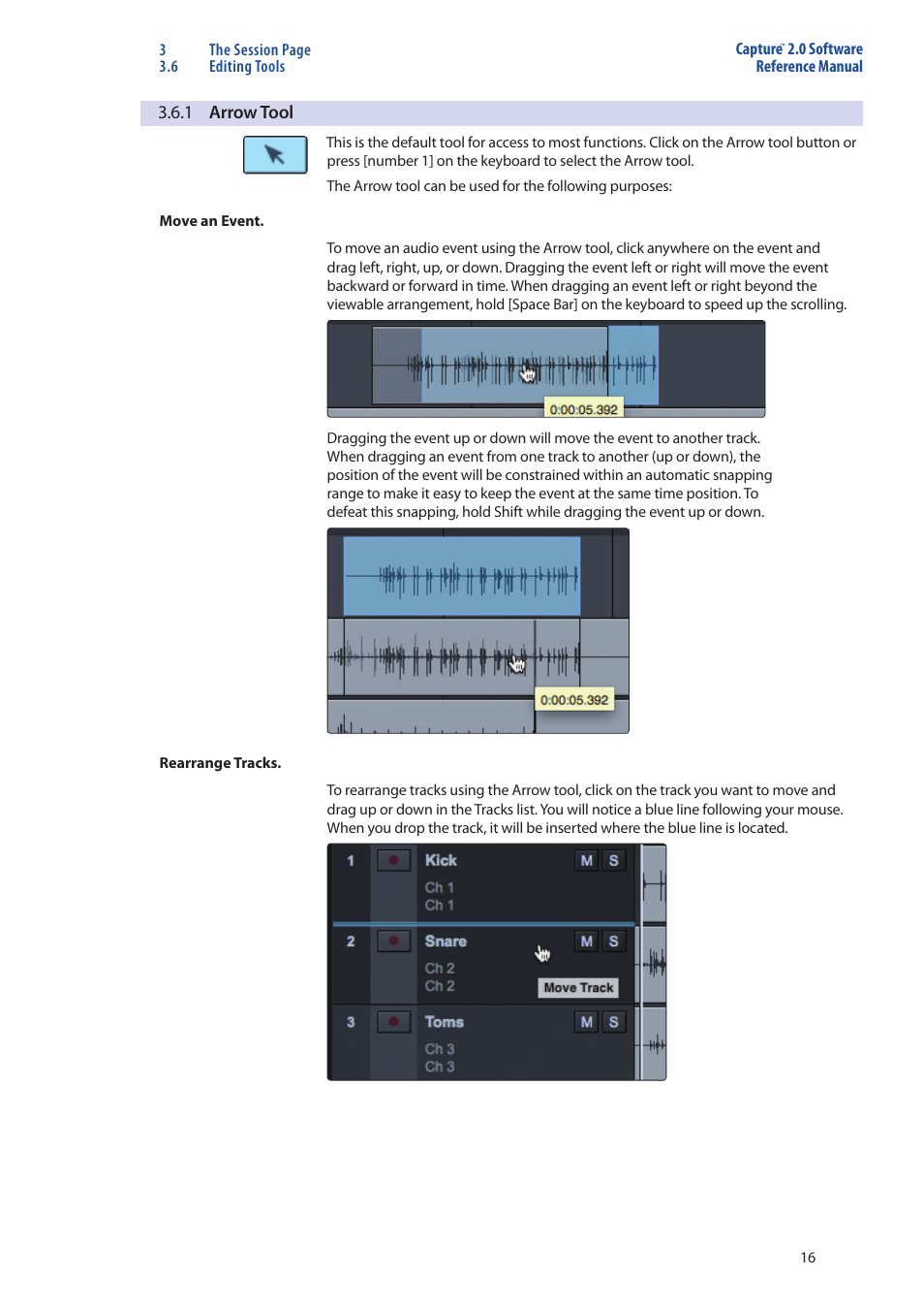 1 arrow tool — 16 | PreSonus Capture  2.0 User Manual | Page 20 / 40