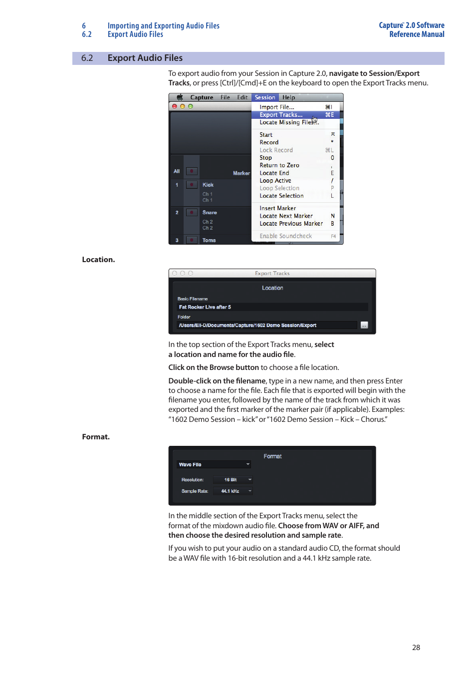 Export audio files — 28 | PreSonus Capture  2.0 User Manual | Page 32 / 40