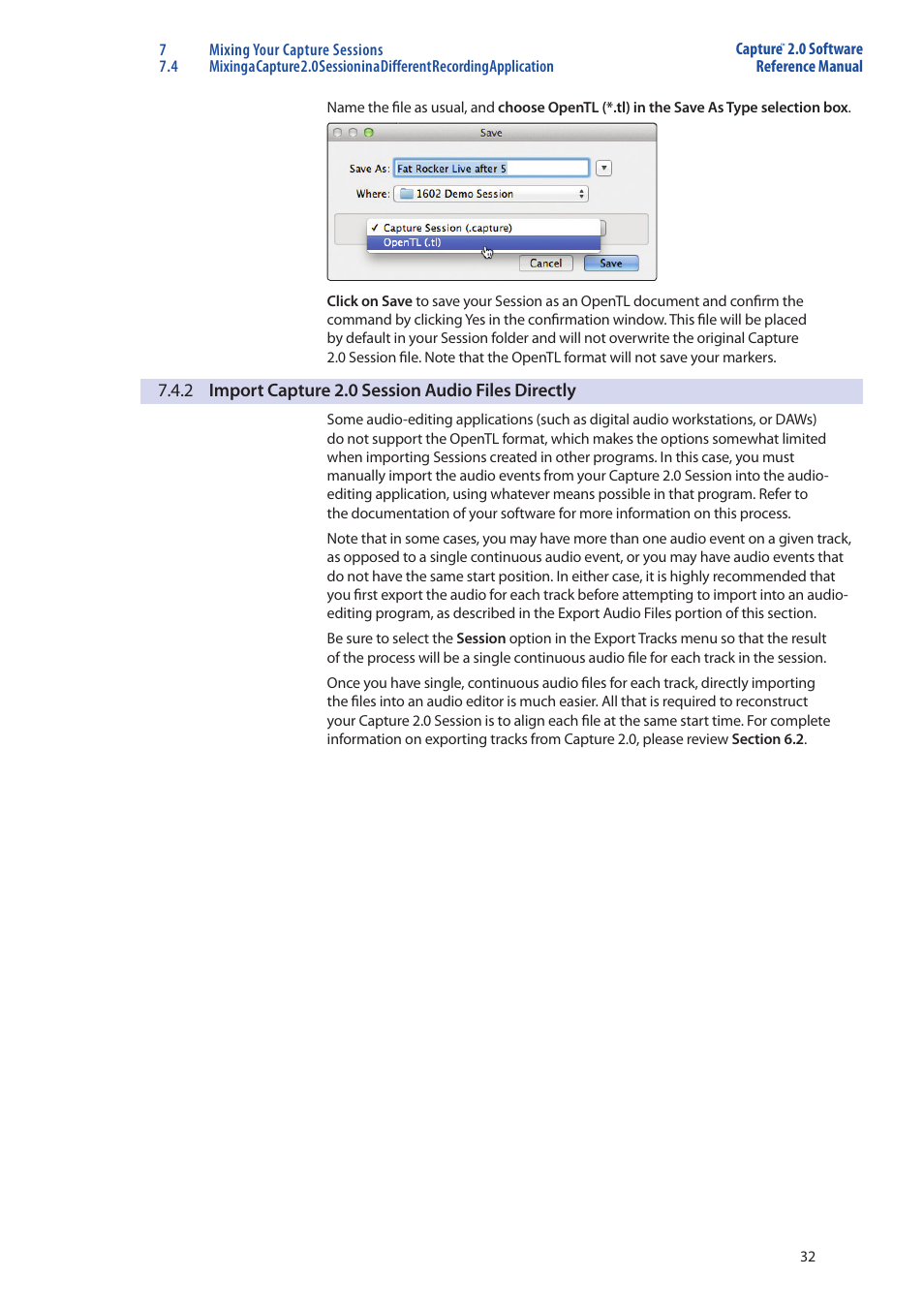 2 import capture 2.0 session audio files, Directly — 32 | PreSonus Capture  2.0 User Manual | Page 36 / 40