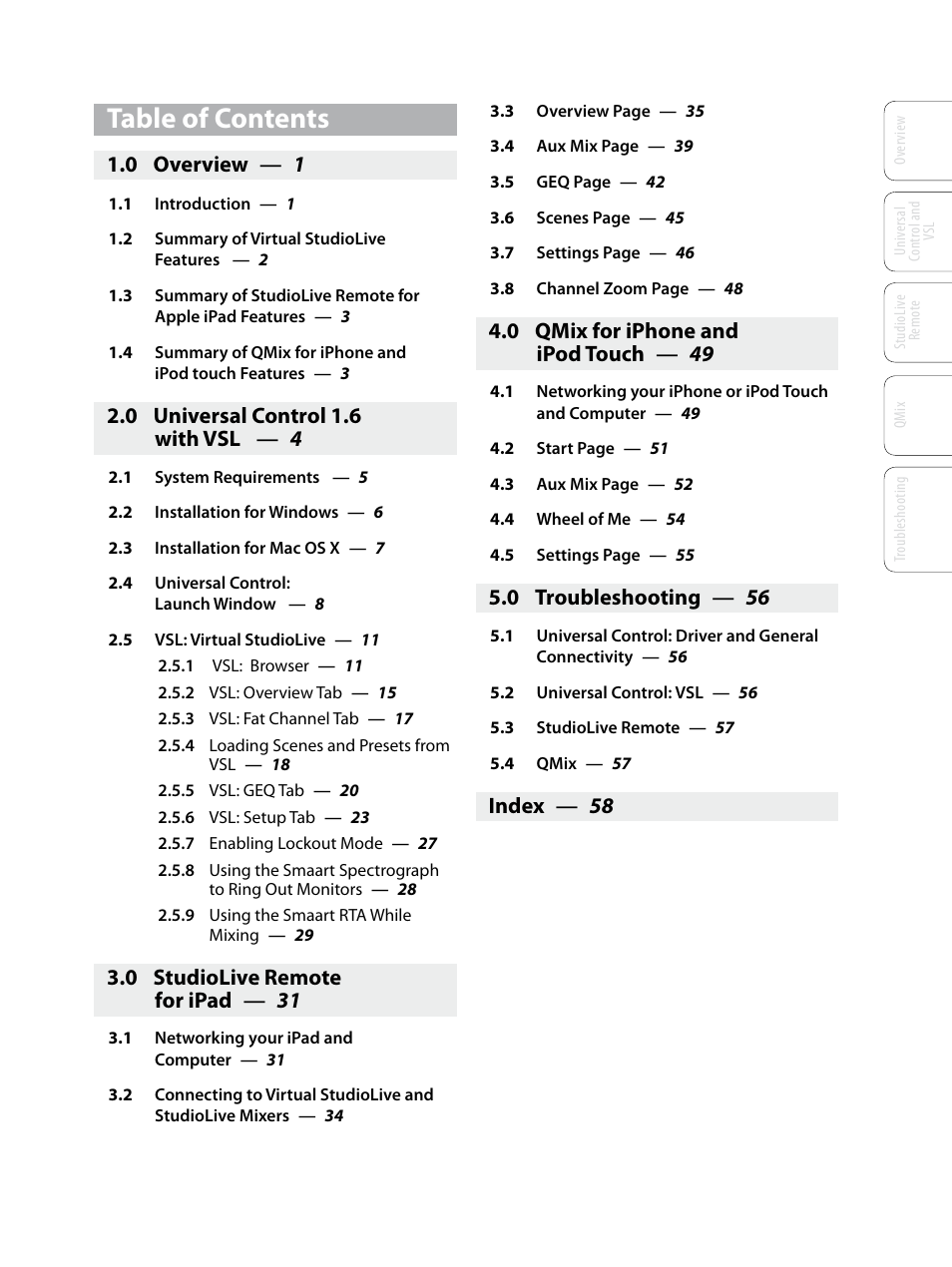 PreSonus StudioLive Remote User Manual | Page 3 / 64
