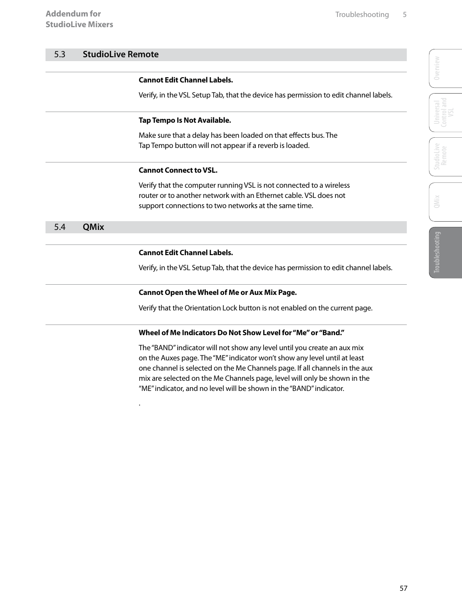 3 studiolive remote, 4 qmix, 3 studiolive remote — 57 | 4 qmix — 57 | PreSonus StudioLive Remote User Manual | Page 61 / 64