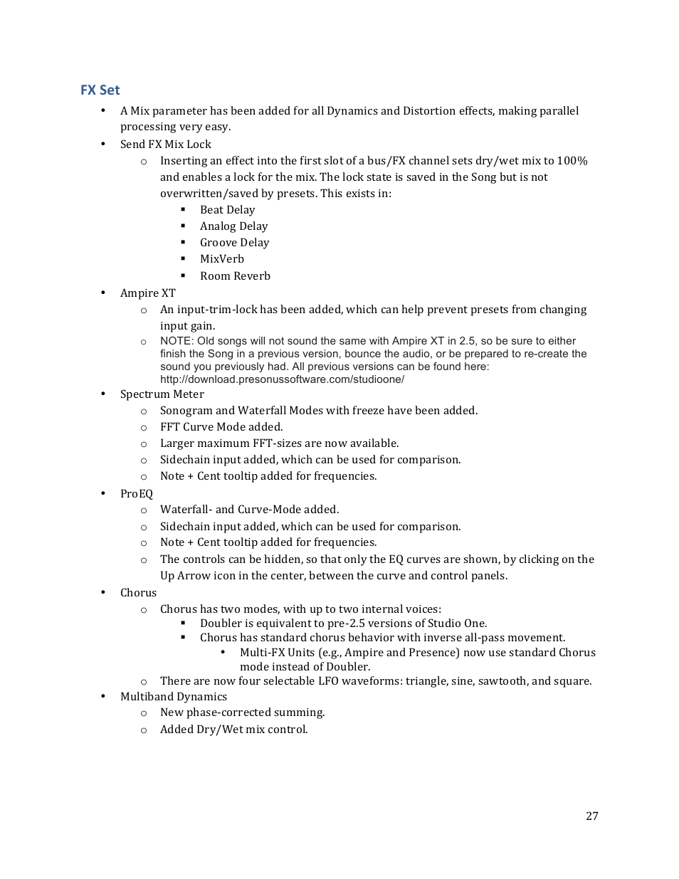 Fx set | PreSonus Studio One User Manual | Page 27 / 31