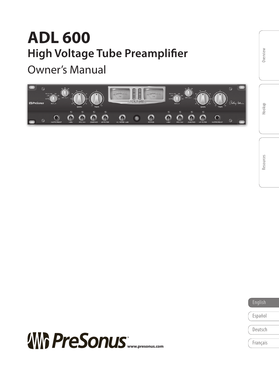 PreSonus ADL 600 User Manual | 22 pages