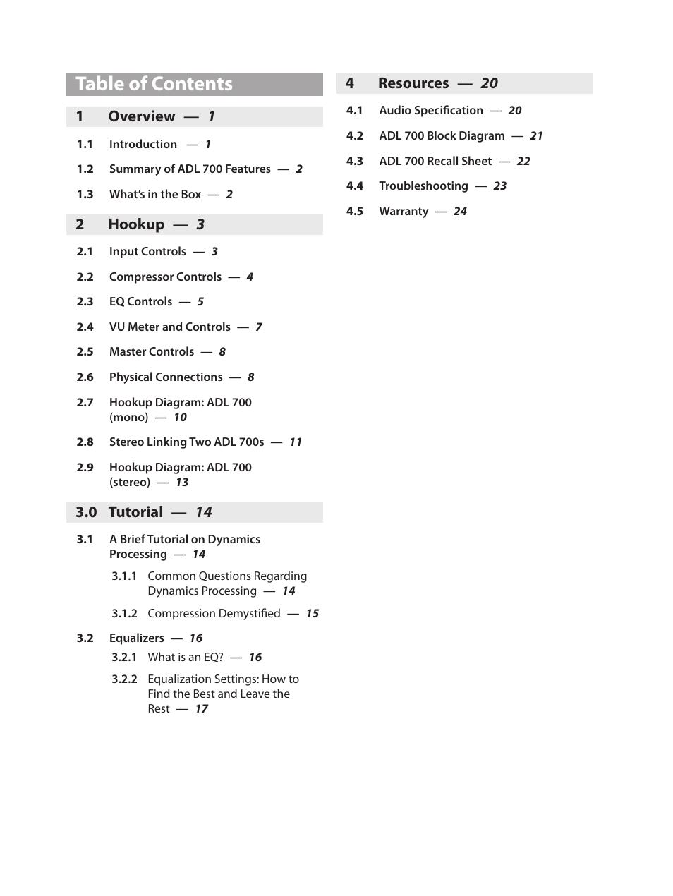 PreSonus ADL 700 User Manual | Page 3 / 32