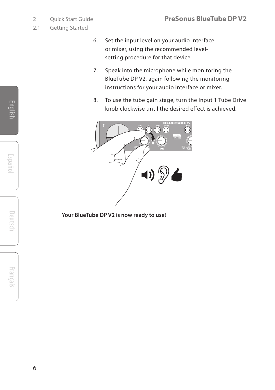 Deutsch español franç ais english | PreSonus BlueTube DP v2 User Manual | Page 10 / 24