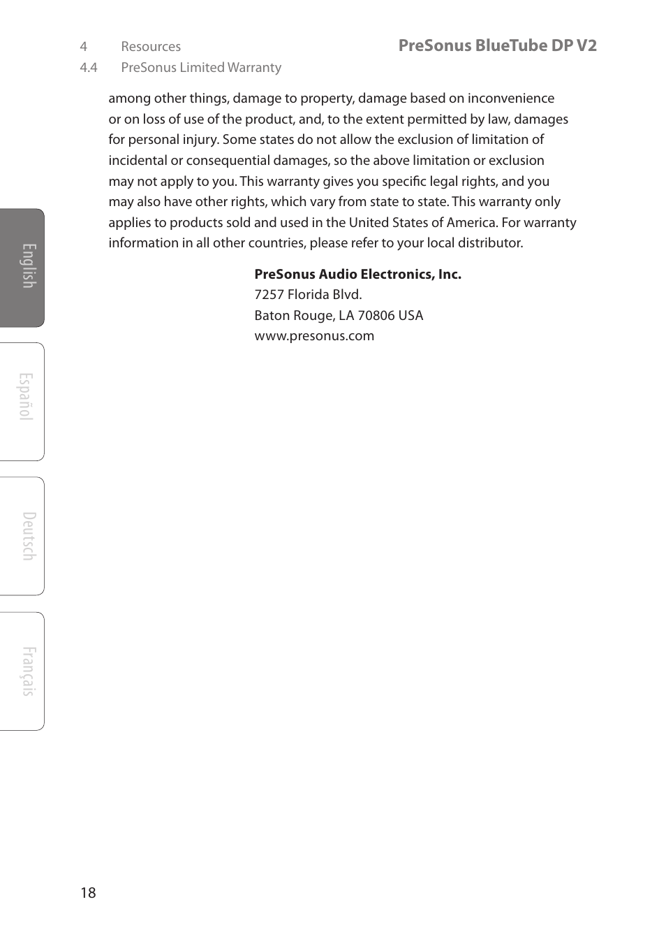 PreSonus BlueTube DP v2 User Manual | Page 22 / 24