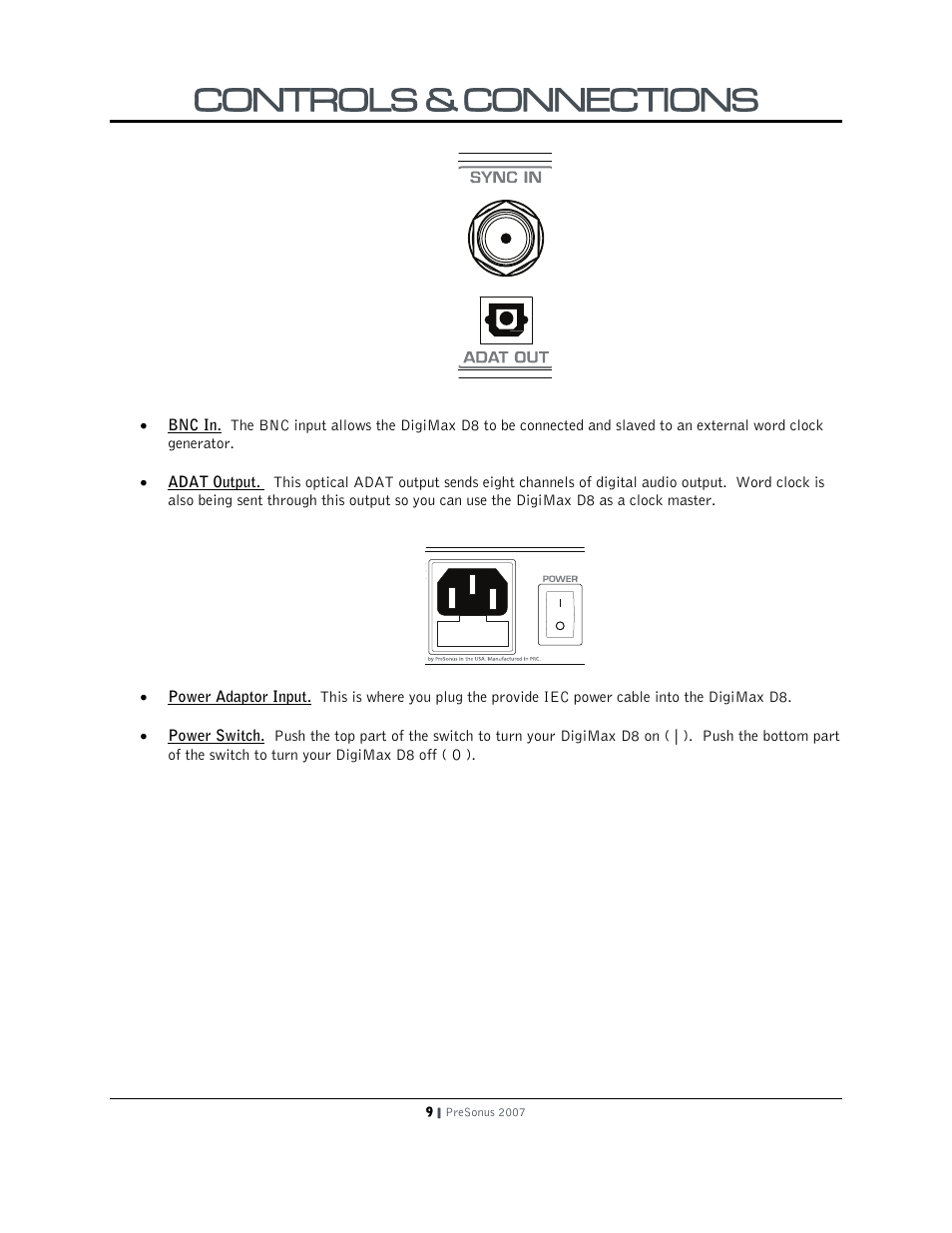 Controls & connections | PreSonus DigiMax D8 User Manual | Page 11 / 18