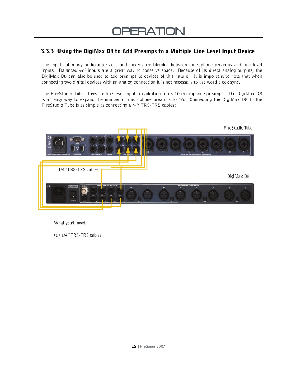 Operation | PreSonus DigiMax D8 User Manual | Page 17 / 18