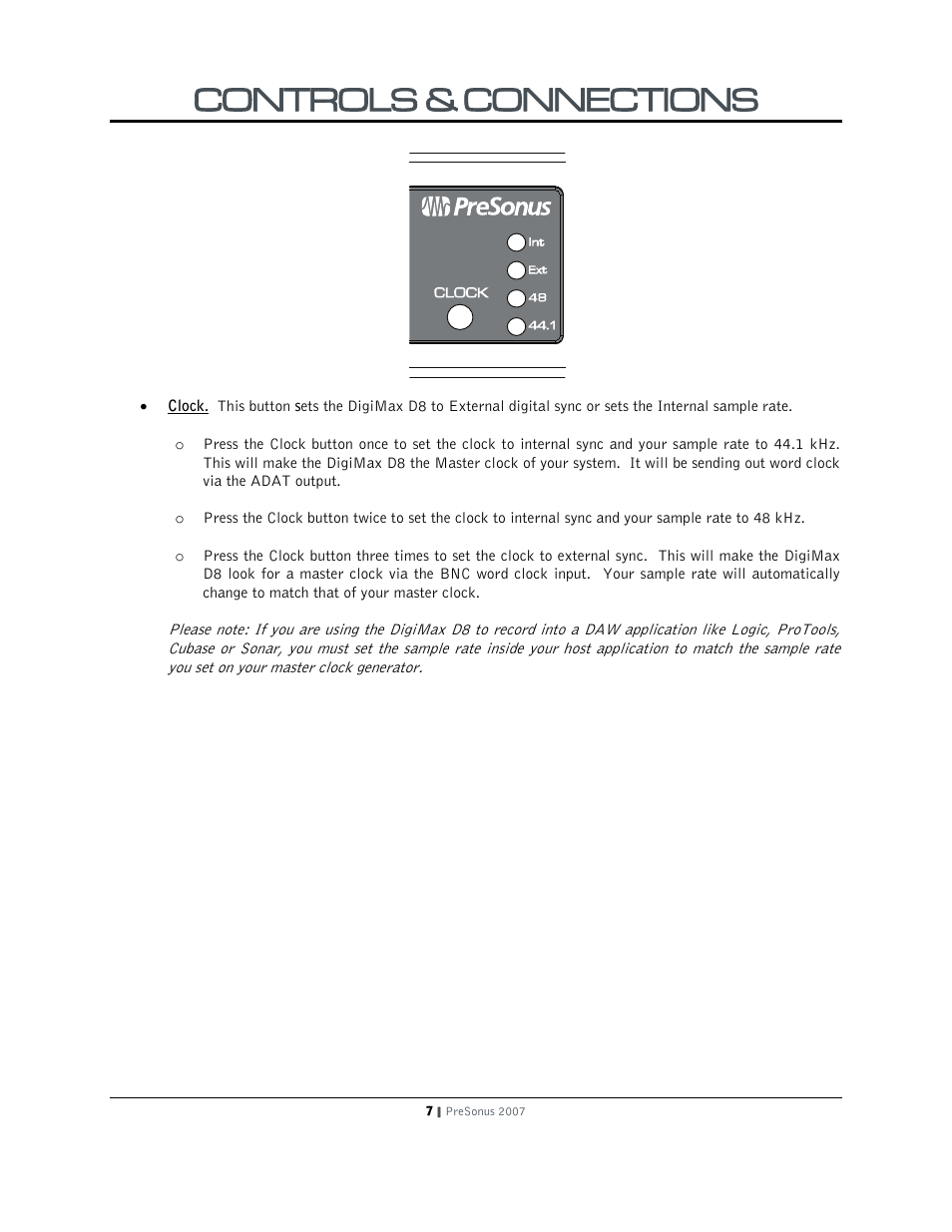 Controls & connections | PreSonus DigiMax D8 User Manual | Page 9 / 18