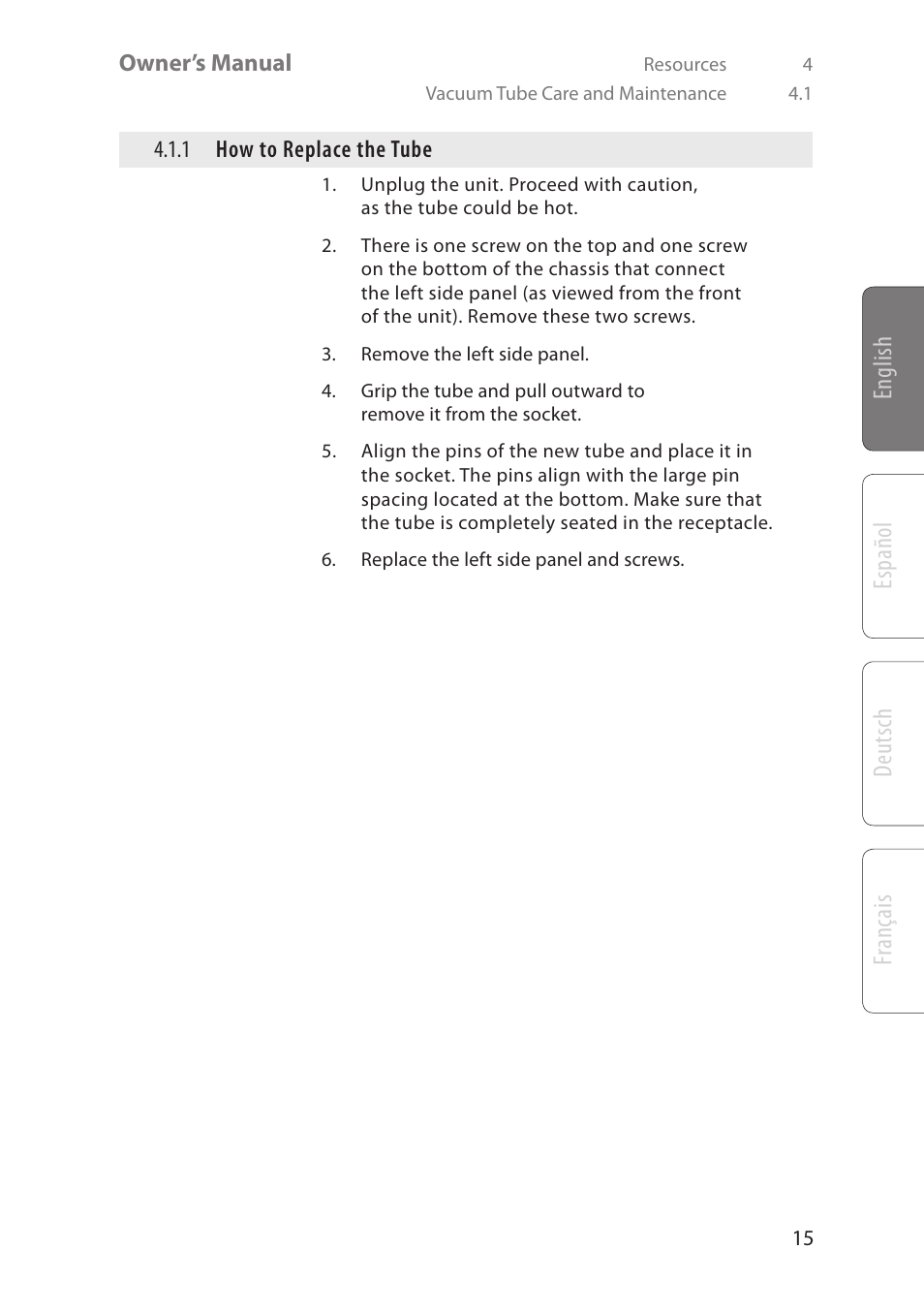 English deutsch español fr ançais | PreSonus TubePre V2 User Manual | Page 19 / 28