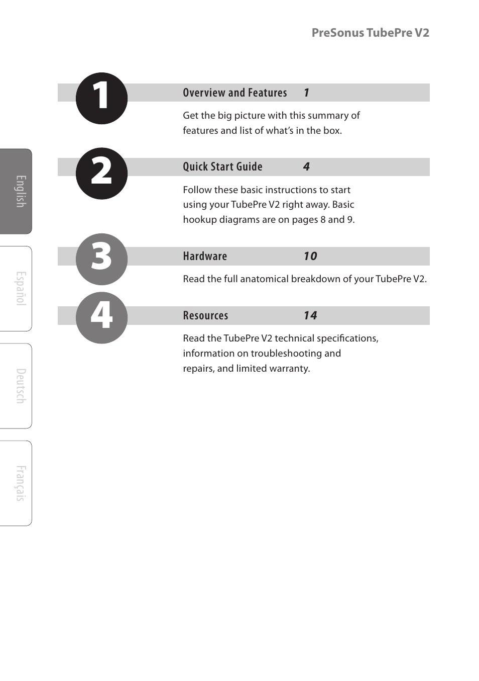 PreSonus TubePre V2 User Manual | Page 4 / 28