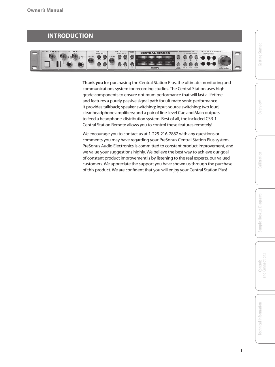 Introduction — 1, Introduction | PreSonus Central Station PLUS User Manual | Page 5 / 36