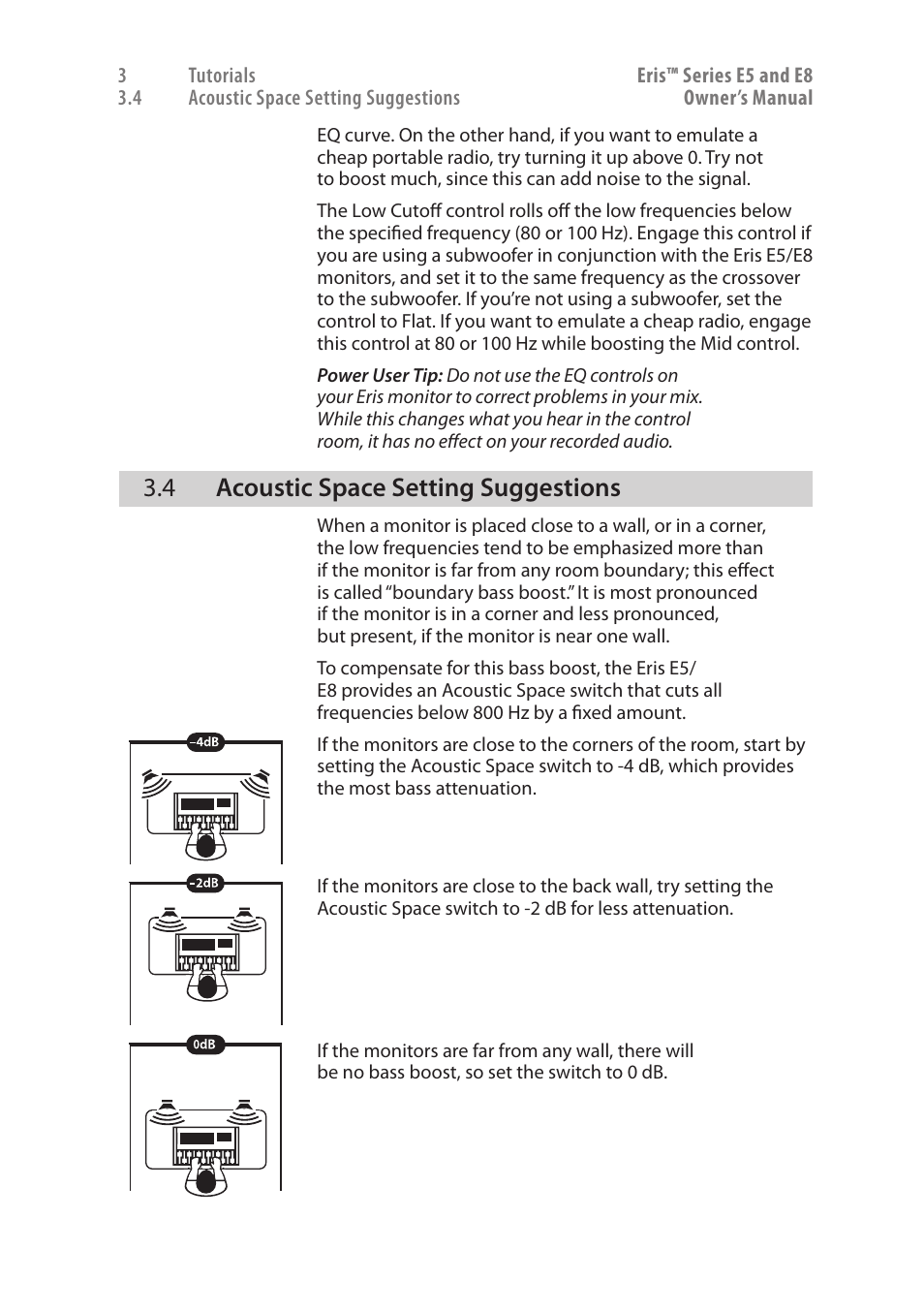 4 acoustic space setting suggestions, Acoustic space setting suggestions — 9 | PreSonus Eris User Manual | Page 13 / 20