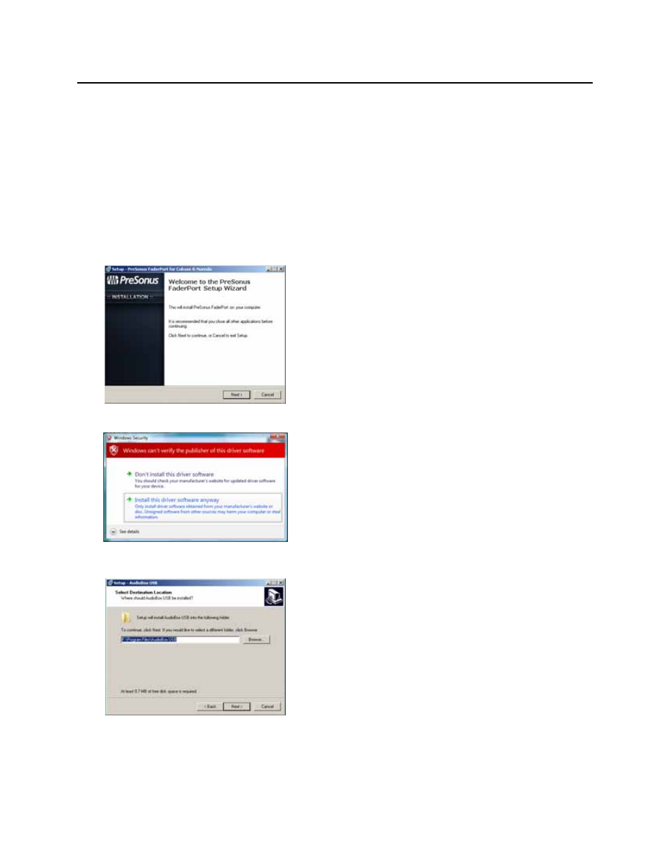 Operation, 1 quick start up, 1 installation in microsoft windows | PreSonus FaderPort User Manual | Page 9 / 33