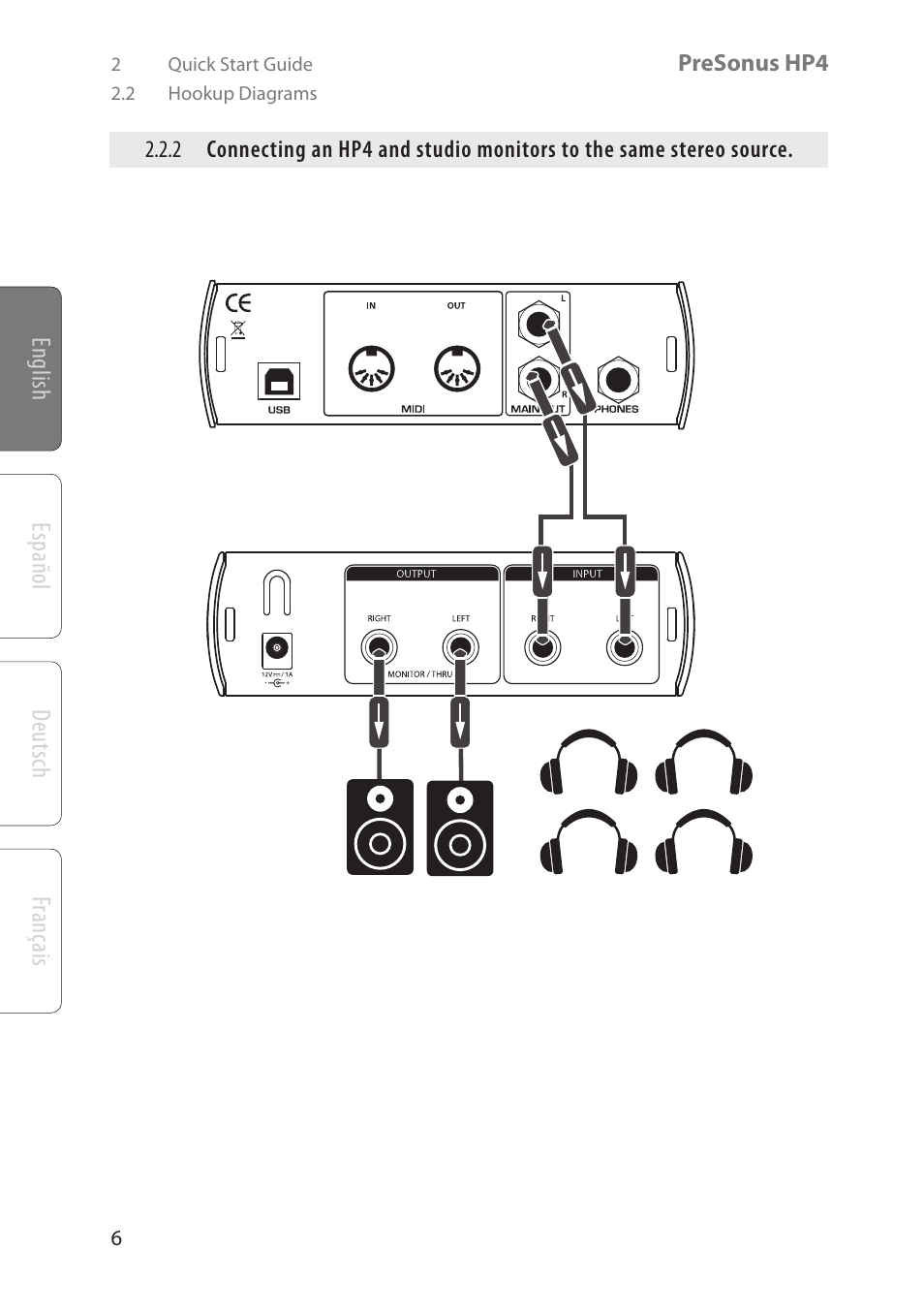 English deutsch español français | PreSonus HP4 User Manual | Page 10 / 20