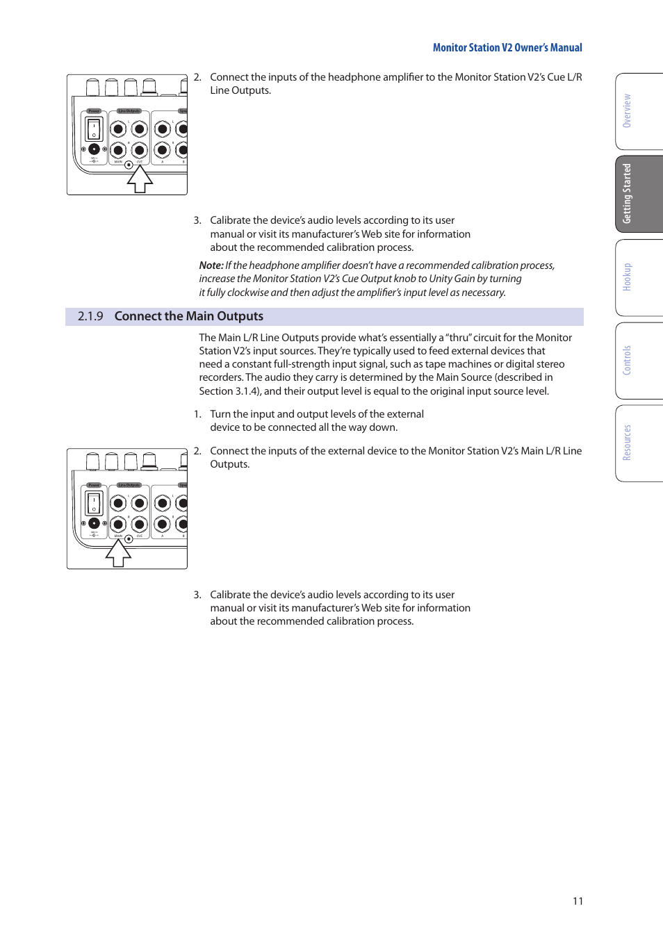 9 connect the main outputs, 9 connect the main outputs — 11 | PreSonus Monitor Station V2 User Manual | Page 15 / 28