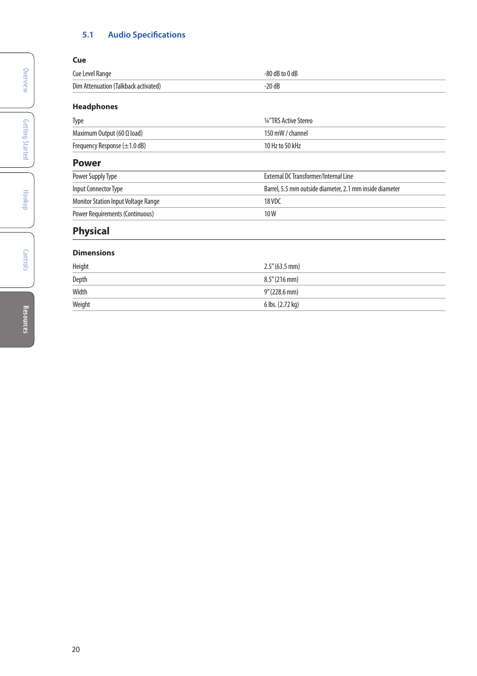 Power, Physical | PreSonus Monitor Station V2 User Manual | Page 24 / 28