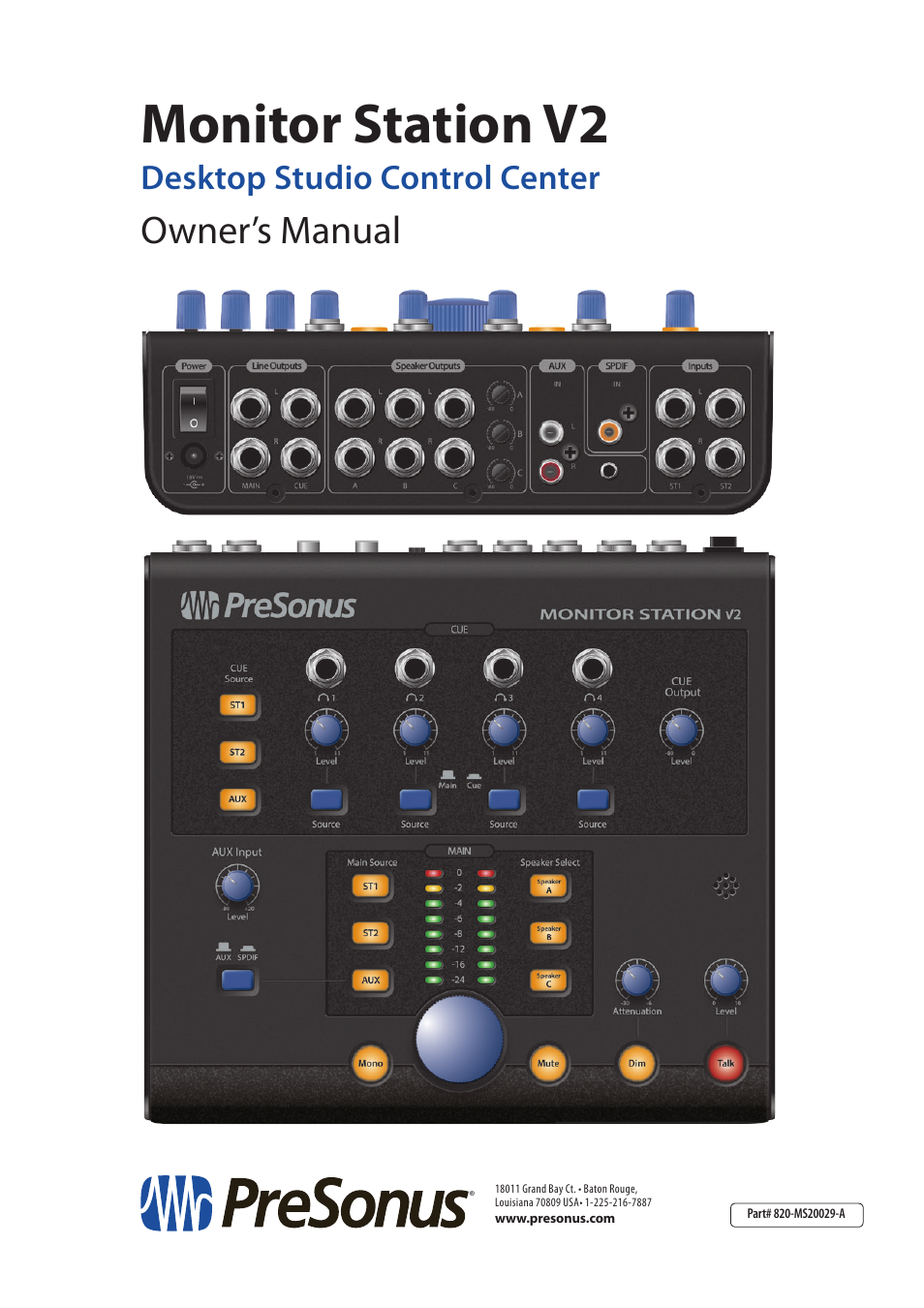 Monitor station v2, Owner’s manual, Desktop studio control center | PreSonus Monitor Station V2 User Manual | Page 28 / 28